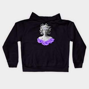 Medusa Gorgon Greek Mythology Purple Floral Kids Hoodie